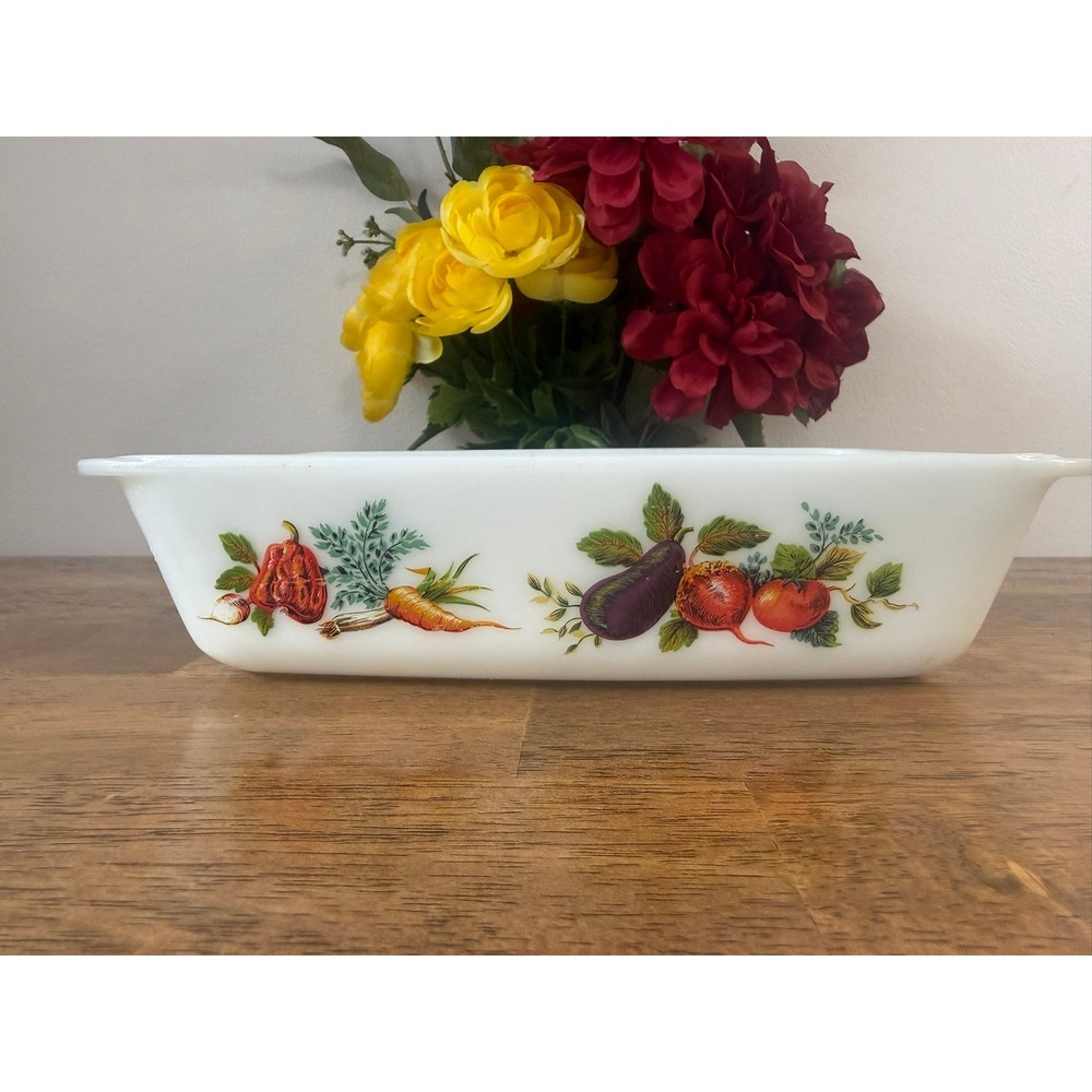 Vintage JAJ England Milk Glass Vegetable Casserole Farmhouse Kitchen Bakeware